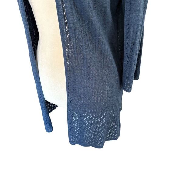 Sigrid Olsen Women's Blue Linen Blend Open Cardigan Sweater Size S 3/4 Sleeve - Picture 3 of 6